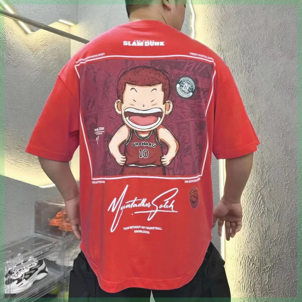 Men's Oversized Tee Casual Loose Japanese anime slam dunk Printed T-shirt Suitable Men Women