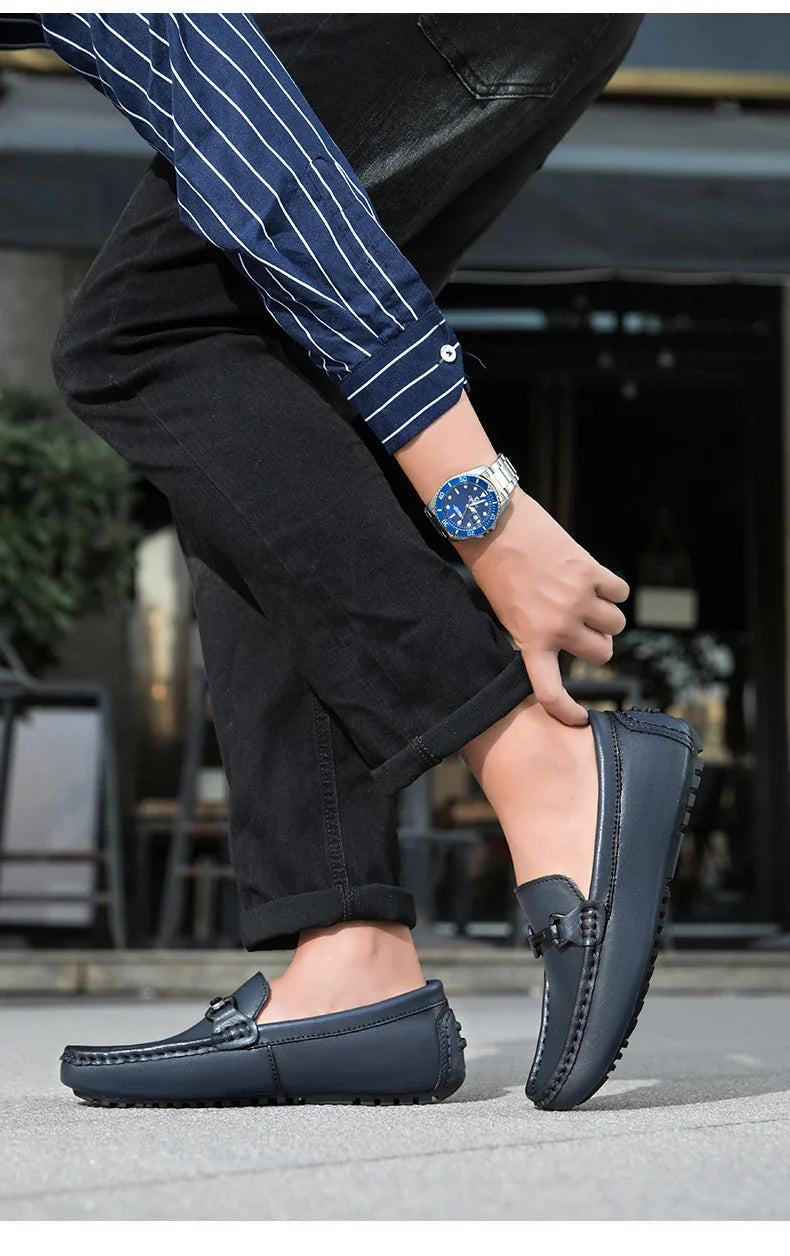 Genuine Leather Men Casual Shoes Luxury Brand Mens Loafers Moccasins Breathable Slip on Italian Driving Shoes Chaussure Homme