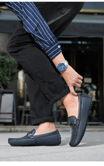 Genuine Leather Men Casual Shoes Luxury Brand Mens Loafers Moccasins Breathable Slip on Italian Driving Shoes Chaussure Homme