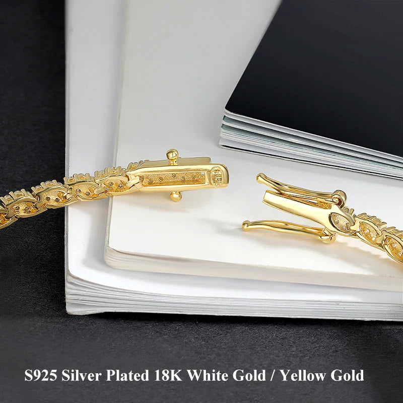 Double Row Full 2.5/3mm Round Cut Moissanite Tennis Bracelet D Color Lab Diamond 925 Silver Women Man Link Bracelets Gift