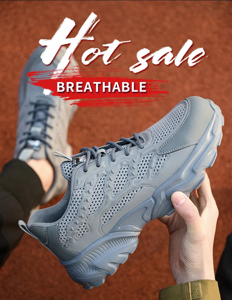 Summer Work Shoes with protection breathable Lightweight ShoesSteel Toe Shoes Men  Anti-smashing Industrial Safety Shoes