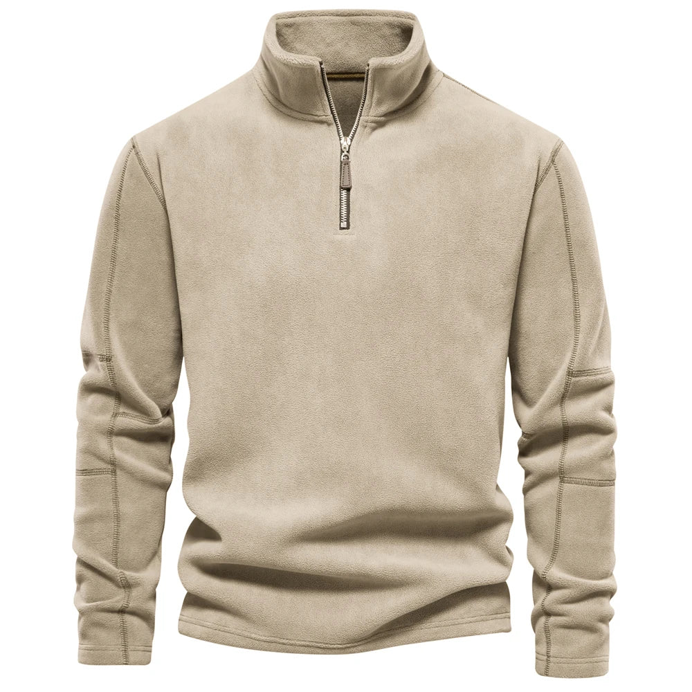 Thicken Warm Fleece Jacket for Men Zipper Neck Pullover Men's Sweatshirt Soft Shell Mens Jacket