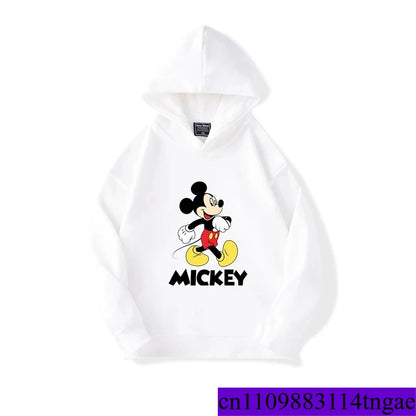 Cartoon Cute Mickey Print Boys Girls Casual Fleece Hoodie Autumn and Winter Outdoor Fashion Warm Kids Pullover Top