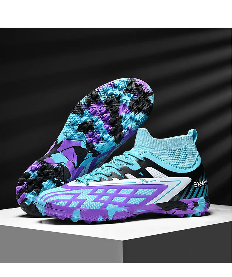 Double star youth football shoes, TF nail grip anti slip, unisex match training specific football shoes