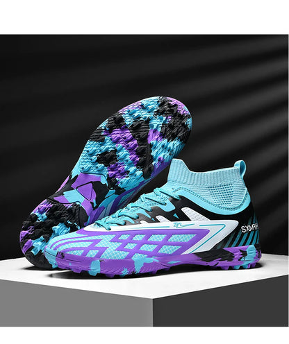 Double star youth football shoes, TF nail grip anti slip, unisex match training specific football shoes
