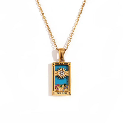 Original New Tarot Queen Lover Magician Moon Necklace Tarnish Free Stainless Steel Jewelry 18K Gold Plated Decoration