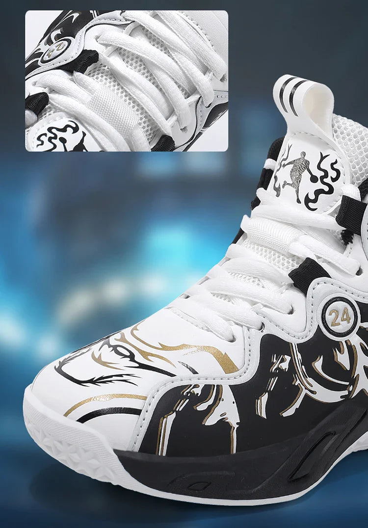 A pair of children's four-season high-top leather basketball shoes, wear-resistant and soft sneakers, sizes 31-37，YY-Y2876