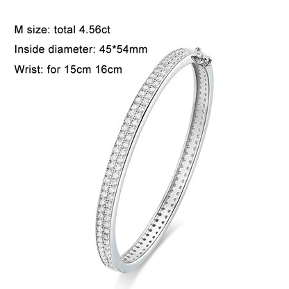 D VVS1 Moissanite Bangle Bracelets For Women Full Diamond Elegant Classic Solid 925 Sterling Sliver Jewelry Accessories