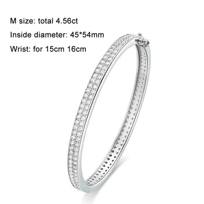D VVS1 Moissanite Bangle Bracelets For Women Full Diamond Elegant Classic Solid 925 Sterling Sliver Jewelry Accessories