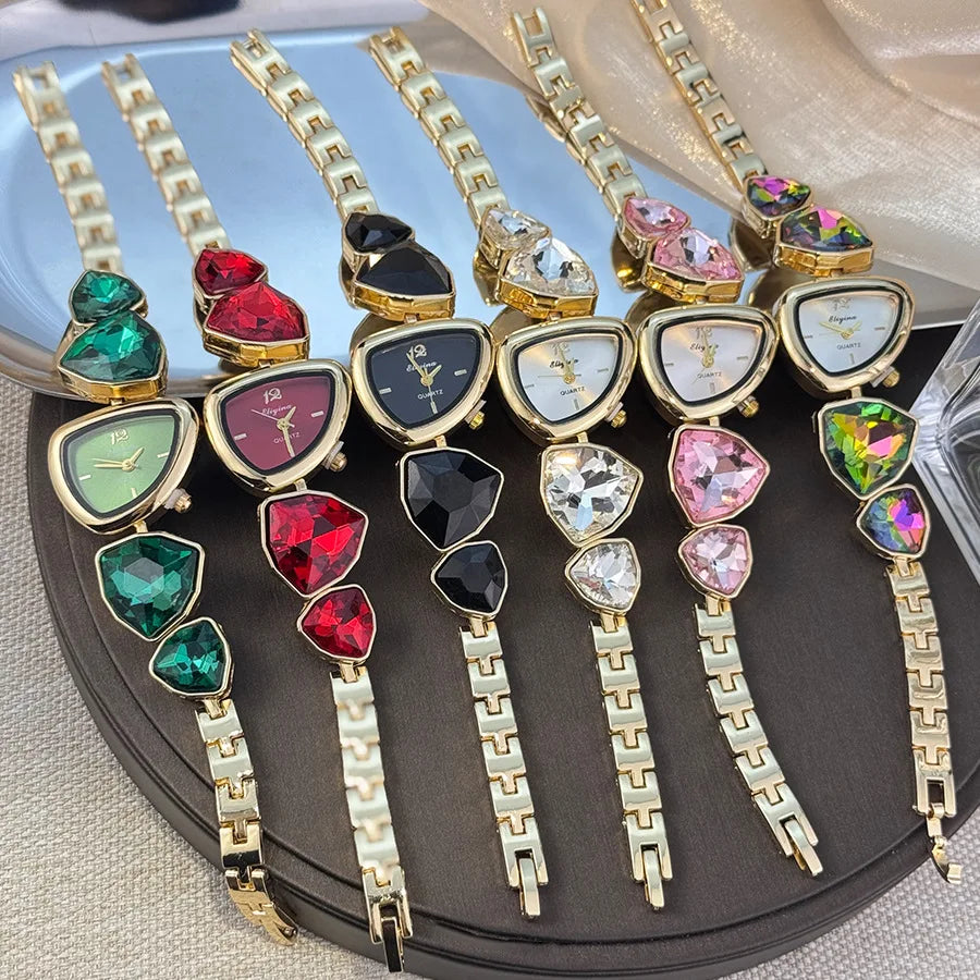 New color scheme irregular design big diamond watch light luxury niche watch color fashion high sense foreign trade wholesale
