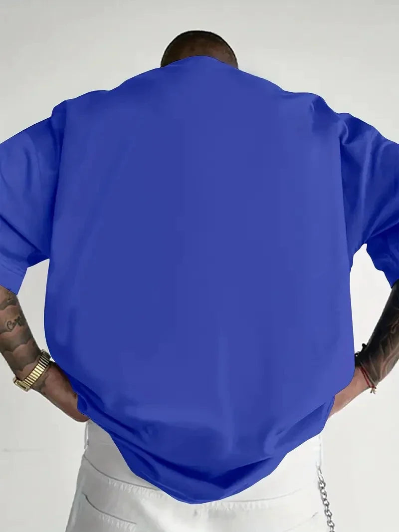 Men's 100% pure cotton fashionable casual sports loose trendy doll graffiti printed round neck short sleeved T-shirt top