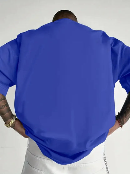 Men's 100% pure cotton fashionable casual sports loose trendy doll graffiti printed round neck short sleeved T-shirt top
