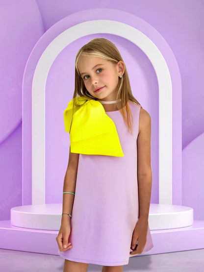 2024 New Girls party dress Bow Princess EidalFitr New In Dress Sleeveless Holiday Children Clothing  Party Costume Girls Clothes