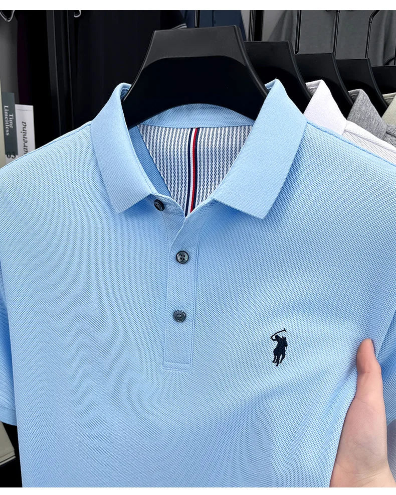 High end brand 100% cotton short sleeve polo shirt men luxur pony embroidery comfort breathable fashion T-shirt summer new top