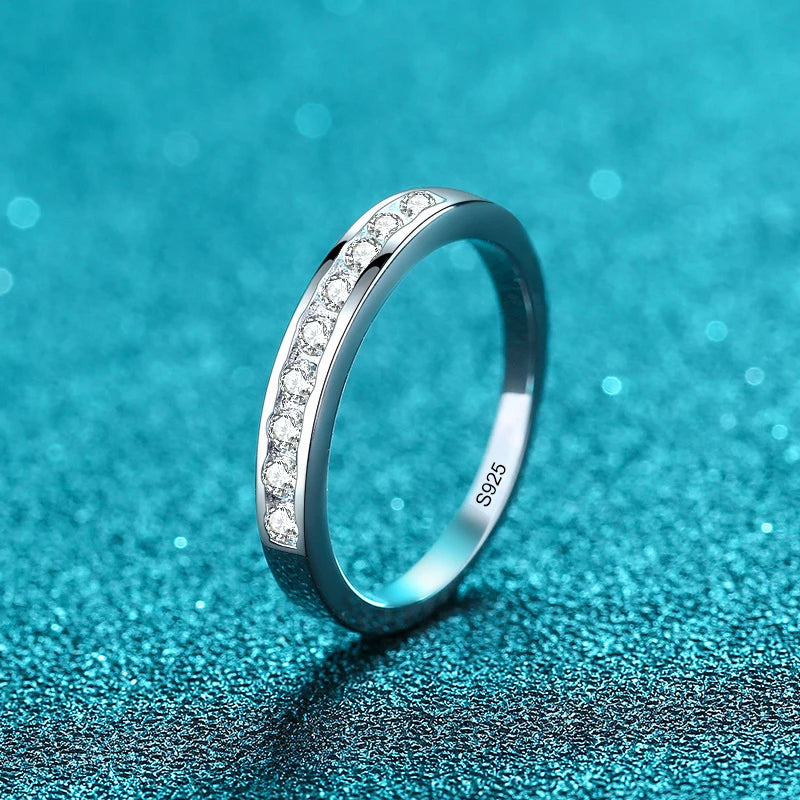 2mm Moissanite Ring for Women 925 Sterling Silver Rings with Gold Plated Wedding Bridal Proposal Promise Engagement Band