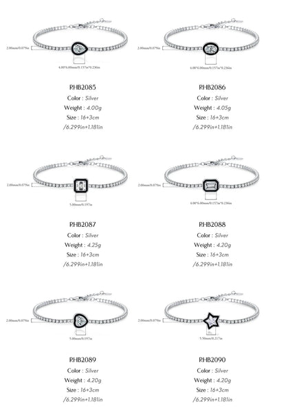 925 Sterling Silver Shinning Stackable Bracelets Stars Geometric Heart Water Drop CZ Tennis Bracelets For Women Jewelry