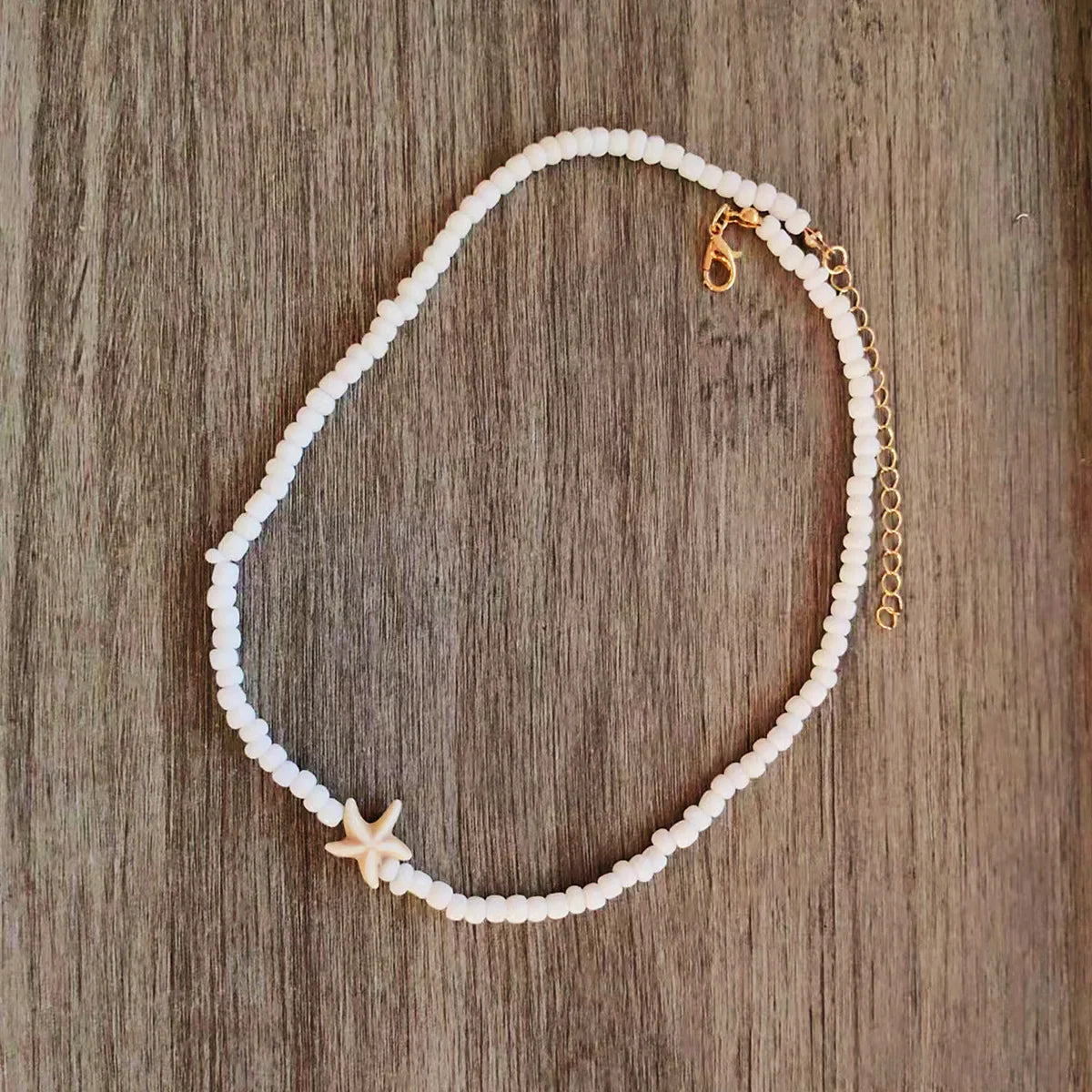 Tidepool Starfish Necklace - Surf & Beach Boho Jewelry Starfish Turtle Beaded Choker Necklaces, Adjustable Necklaces, Ocean Gift