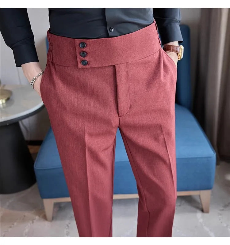 Men Summer Boutique Suits Pants Male Formal Wear Trousers Quality Men British Style Ice Silk Fabric Business Casual Suit Pants