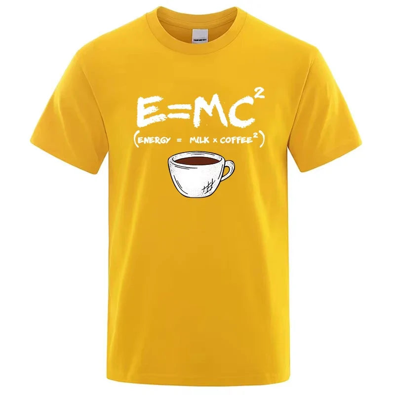 Summer Men's T-shirt 100% Cotton Casual Funny Energy=Milk+Coffee Print Men Cool Loose O-neck Tops For Men Short Sleeve Male Tees