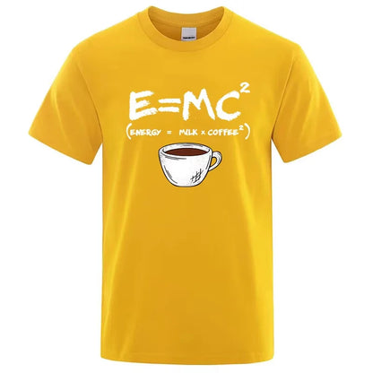 Summer Men's T-shirt 100% Cotton Casual Funny Energy=Milk+Coffee Print Men Cool Loose O-neck Tops For Men Short Sleeve Male Tees