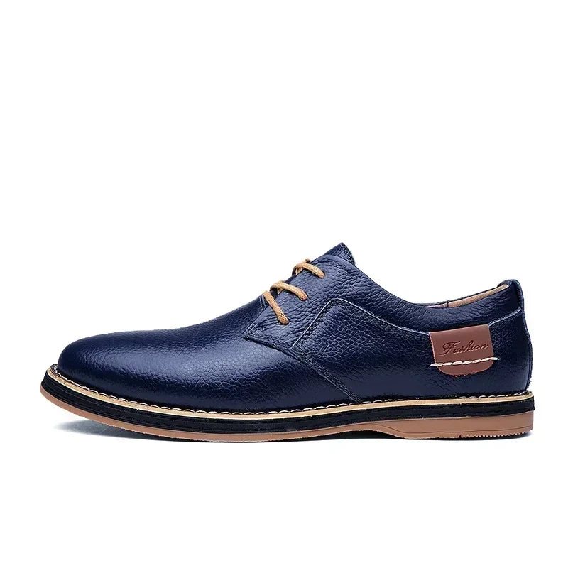 Men Oxfords Genuine Leather Dress Shoes Brogue Lace Up Italian Mens Casual Shoes Luxury Brand Moccasins Loafers Plus Size 38-48