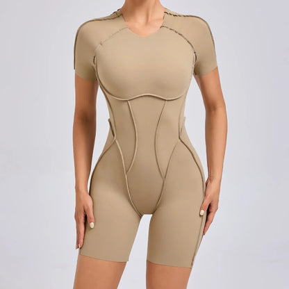 Women's High Elasticity Sports Bodysuit Kit Yoga Fitness Jumpsuit Open Back Hip-Lift Outdoors Gym Workout Sexy Fitness Outfit