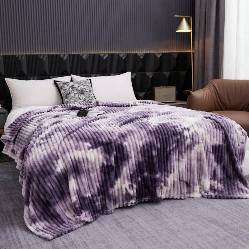 High Quality Blanket for Beds Tie Dyeing Warm Manta Single/Queen/King Flannel Fleece Thow Blanket Thick Warm Plaids Sofa Blanket