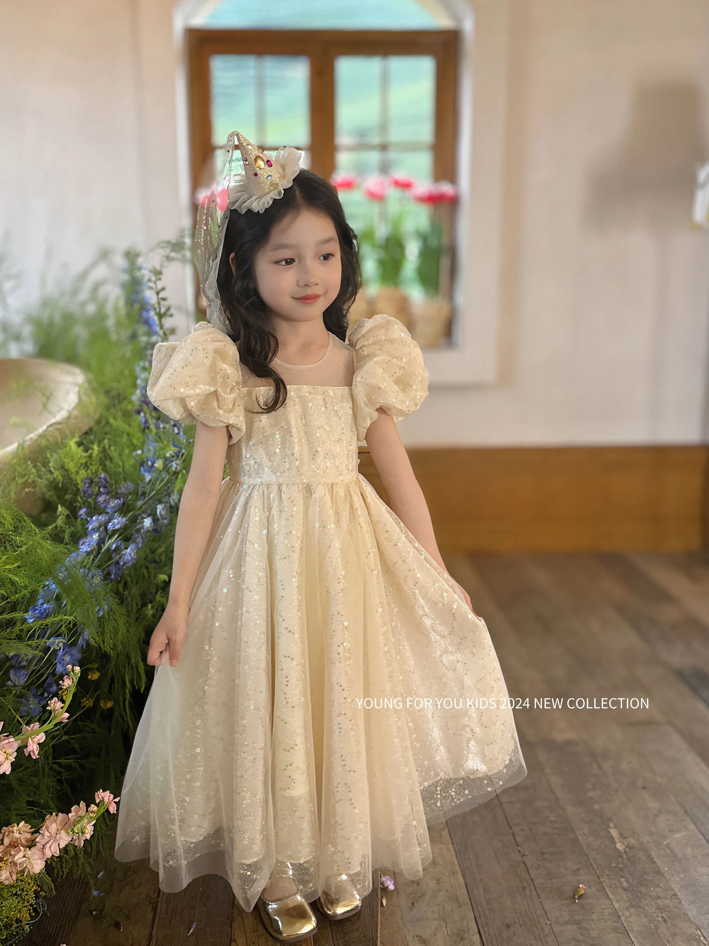 Children Dress Princess Dress 2026 Summer New Girls Sparkling Fairy Fluffy Gauze Dress