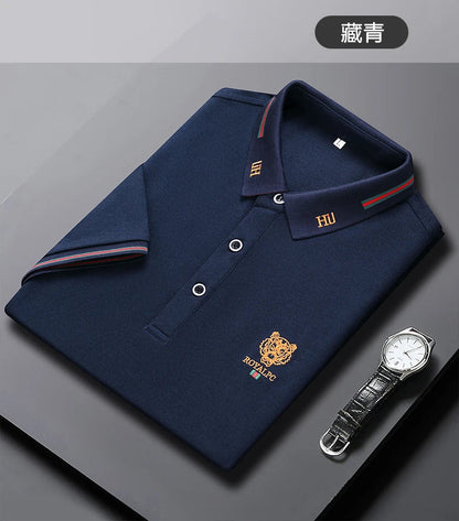 100% Cotton high-End Brand Men's Summer Exquisite Embroidery Short Sleeved Polo Shirt Trend Casual Lapel T-Shirt Men's Clothing