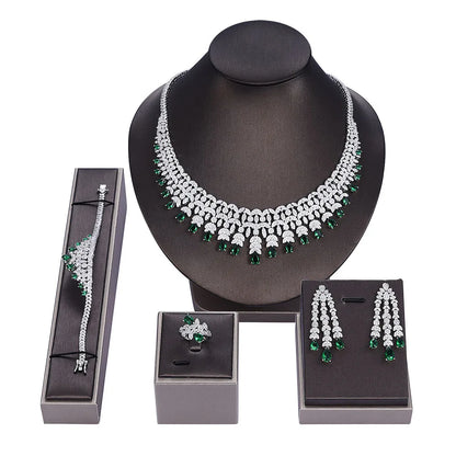 4-piece luxury suit necklace earrings bracelet ring accessories women's bohemian luxury jewelry party