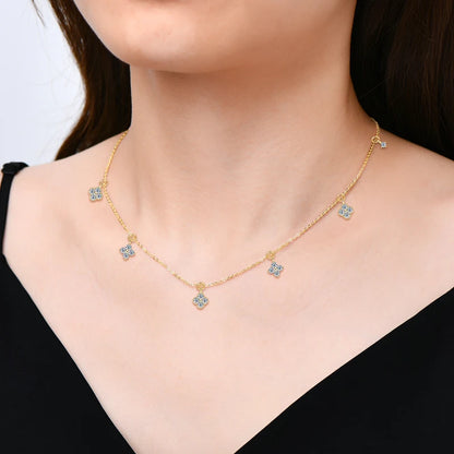 3mm D Moissanite Jewelry Set Clover Flower Pendant Necklace Earrings Bracelet 3 in 1 Sets for Women 925 Silver Charm Gifts