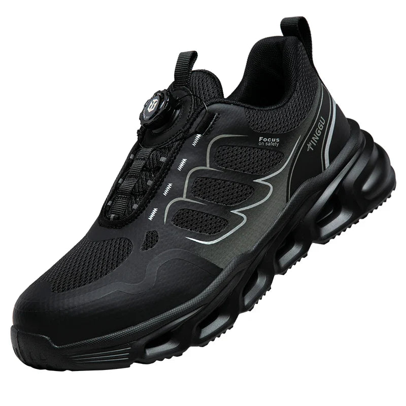 NEW Rotary Buckle Security Boots for Men WorkSneakers Women Boots Breathable Steel Toe ShoesSafety Puncture-Proof Men Boots