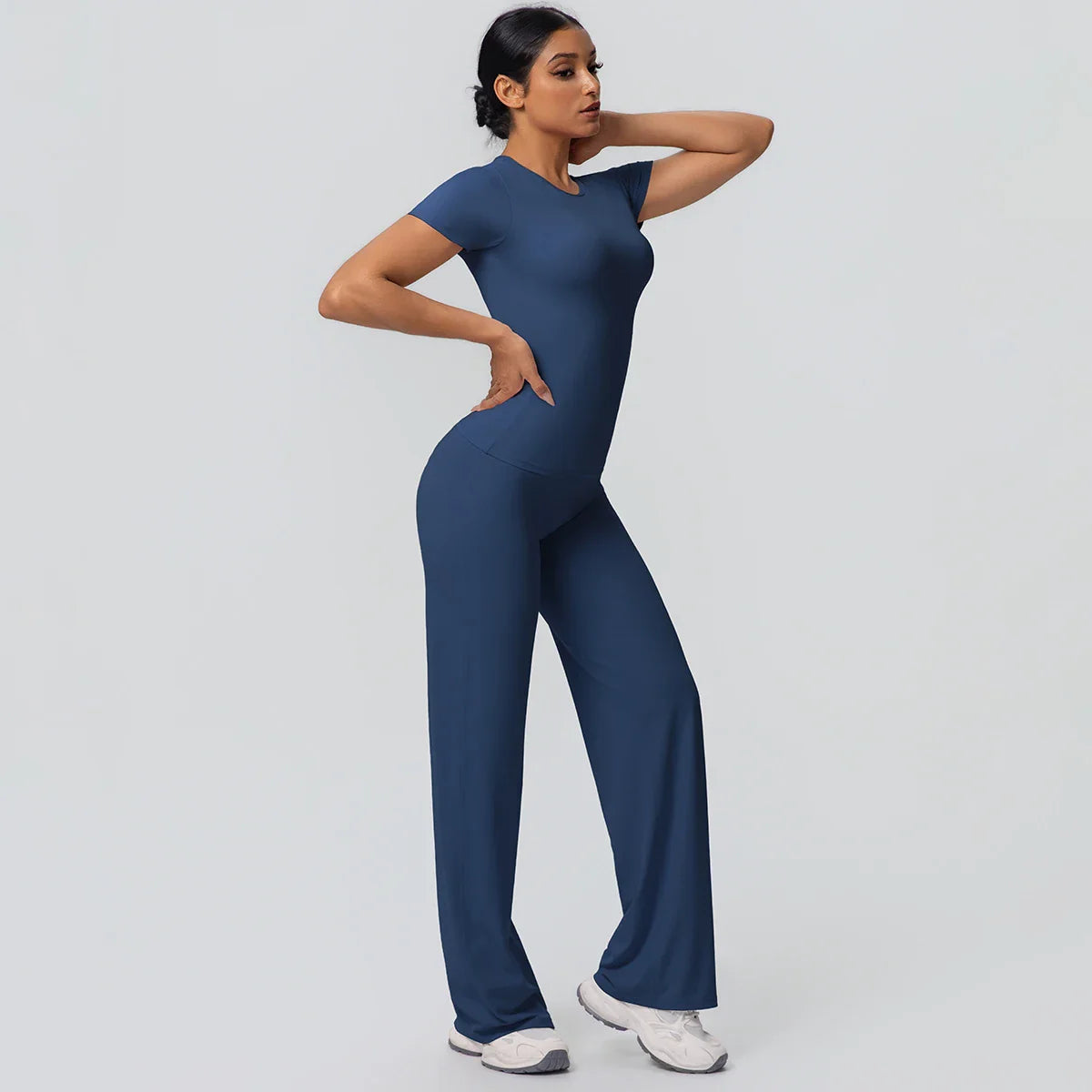 Fitness Sports Workout Yoga Set for Women Naked Feel Slim Casual Workout Top T-Shirt Quick Drying Push Up Running Pants Yoga Set