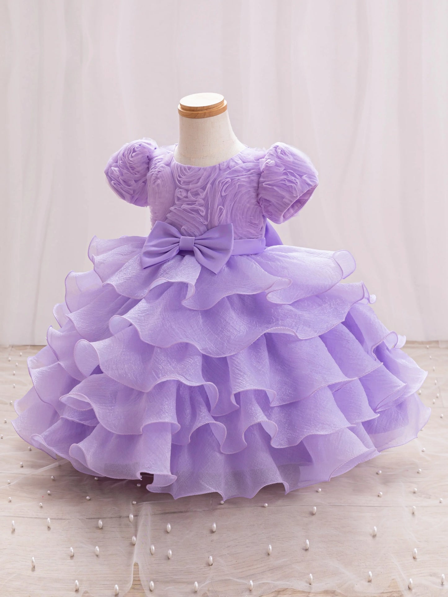Baby Dress 2025 Spring/Summer on new three-dimensional floral soft yarn birthday party piano Performance Girl dress Elegant fluf