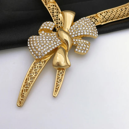 Conjunto de Joias Femininas Banhadas a Ouro 18k, Design Clássico, Colar, Brinco, Pulseira e Anel, Conjunto de 4 Peças, Joias para Festa de Casamento, Itália
