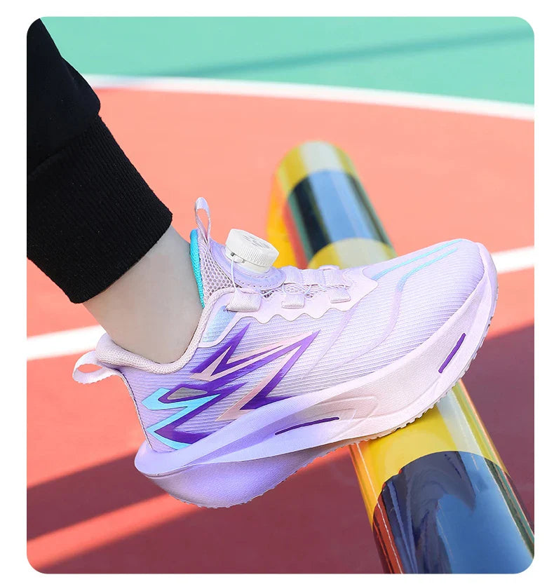 Children‘s Basketball Shoes Non-slip Breathable Sports Training Shoes Outdoor Lace-up Boys Girls Knit Jogging Shoes Gym Sneakers