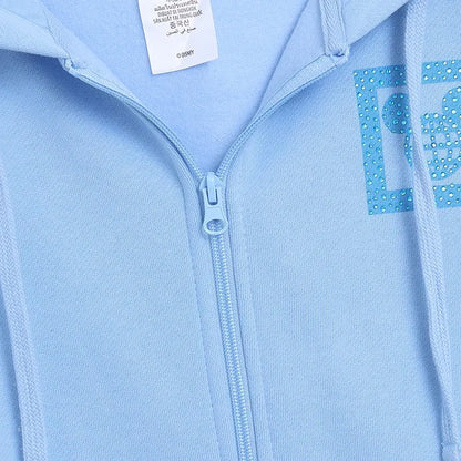 Donald Duck Letter Diamonds Fleece Sweatshirt Jacket Unisex Women Hooded Zip Up Jumper Tops
