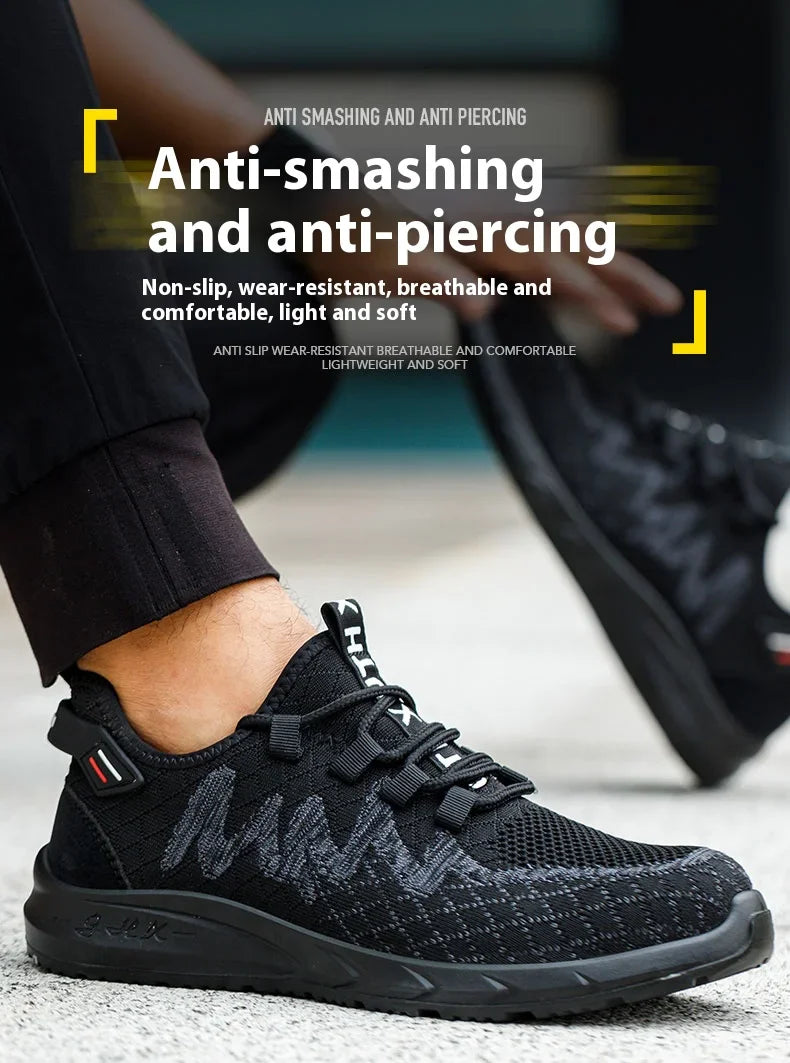 Light Breathable Sneaker Safety Shoes Steel Toe Shoes for Men Anti-slip Anti-impact Anti-puncture Outdoor Work Security Shoes