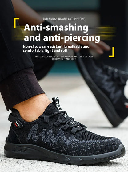 Light Breathable Sneaker Safety Shoes Steel Toe Shoes for Men Anti-slip Anti-impact Anti-puncture Outdoor Work Security Shoes
