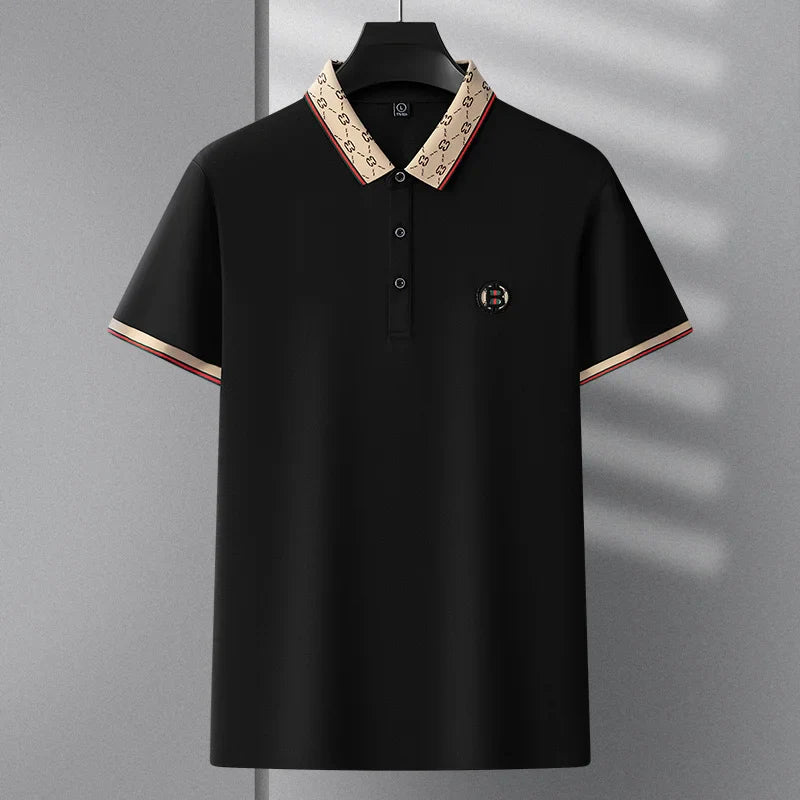 Men's short sleeved summer polo shirt high-end design exquisite smooth silk breathable wrinkle resistant hot selling T-shirt