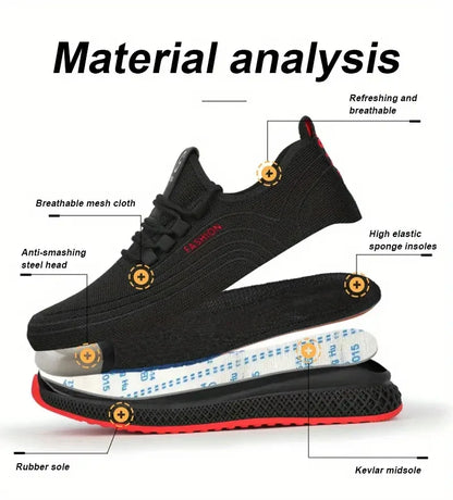 Steel Toe Protective Work Shoes Anti Smash Safety Shoes Men Women Light Work Sneakers Breathable Anti-Stab Indestructible Shoes