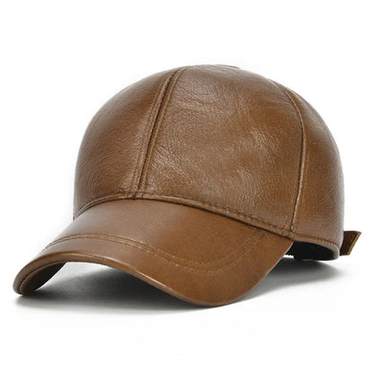 Adjustable Men's Genuine Cowhide Leather Baseball Cap for Fall Winter Outdoor Sports Hat Men Real Cowhide Leather Caps