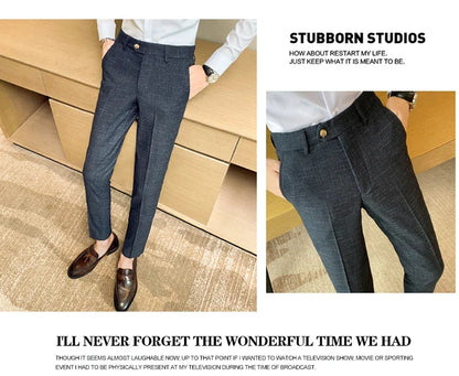 Premium Business Casual Fashionable Dark Plaid Men's Suit Pants Groom's Wedding Suit Party Trousers