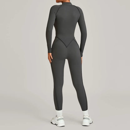 Zipper Short-sleeved Yoga Sports Fitness Jumpsuits Sets Without Chest Pad Tight Bodysuits Shorts Gym Workout Clothes for Women