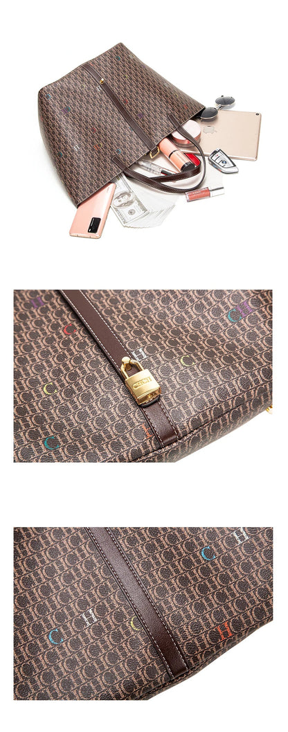 Classic Style Women's Large-capacity Handbag Letters Print Design Small Metal Accessories Exquisite Workmanship