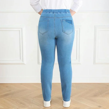 Women Large Slim Fit High Waist Trousers Elastic Female Pencil Pants