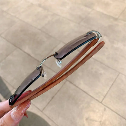 Trendy Punk Sunglasses Rimless Rectangle Sun Glasses for Men Women Fashion UV400 Driving Shades Frameless Gradient Eyewear