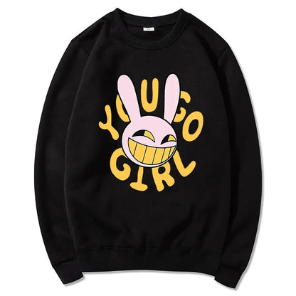 Hoodie Fashion Women Harajuku Funny Cute Rabbit Hoodie Unisex Cartoon Vintage Pullover Sweatshirt
