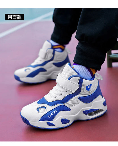 Children's High-top Basketball Shoes Anti-slip Basketball Combat Boots Boys Girls Outdoor Cushioned Sneakers Ankle Support Shoes