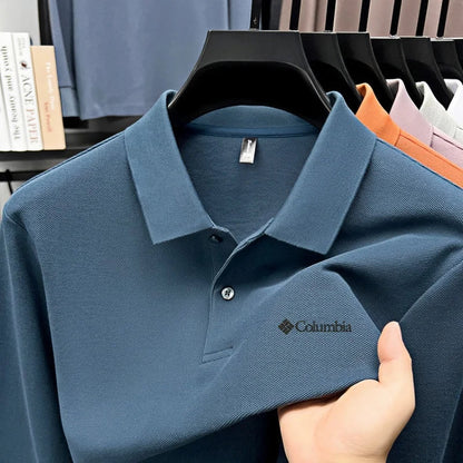 High end brand Polo shirt long sleeved fashionable printed men's top spring 100% cotton skin friendly comfortable casual T-shirt